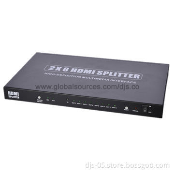 2 x 8 HDMI Splitter, HDCP Compliant, Supports 3D, Full HD 1080p/60Hz